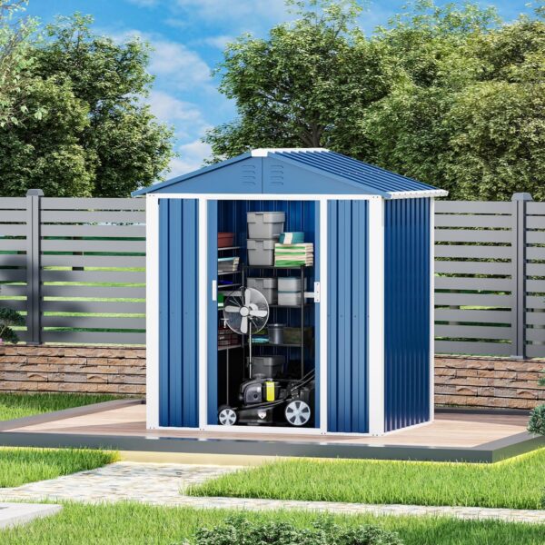 Pro-Tect 5'x4' Metal Apex Shed (Limited Edition) - Blue - Image 7