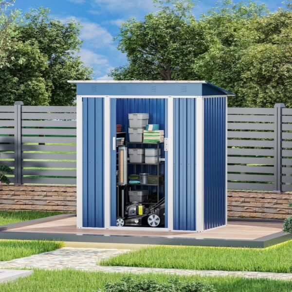 Pro-Tect 5'x4' Metal Pent Shed (Limited Edition) - Blue - Image 3