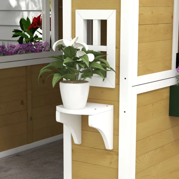 Outsunny Timber Playhouse with Doors - Beige - Image 2