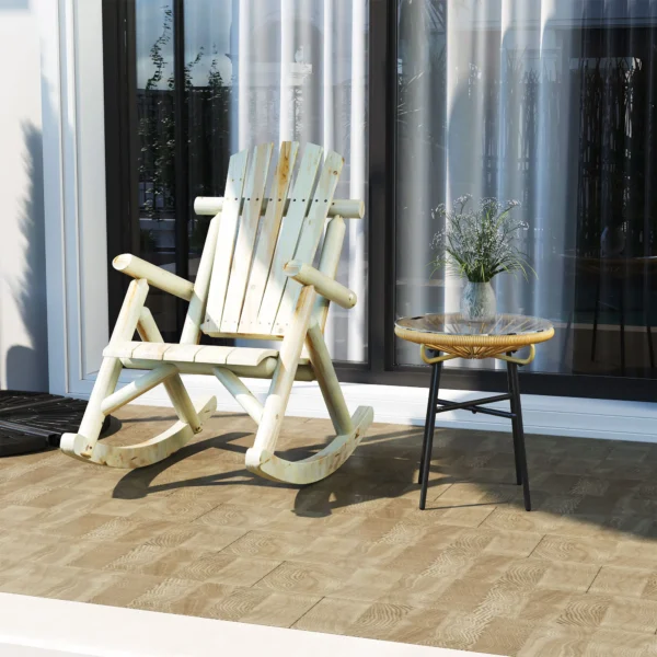 Outsunny 2 Piece Traditional Adirondack Rocking Chair -  Burlywood - Image 3