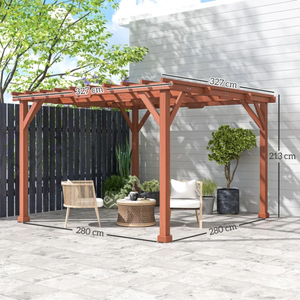 OutSunny 10.5'x10.5′ Timber Pergola - Image 4