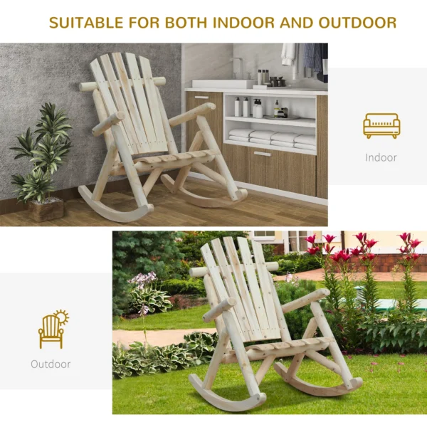 Outsunny 2 Piece Traditional Adirondack Rocking Chair -  Burlywood - Image 8
