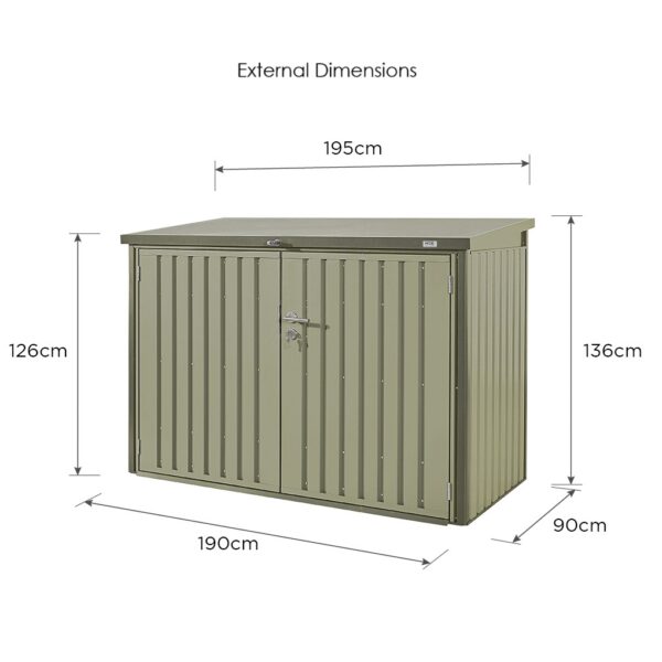 Hex Living Bromley 6.5'x3' Horizontal Heavy Duty Metal Shed - Sage Green - Image 9