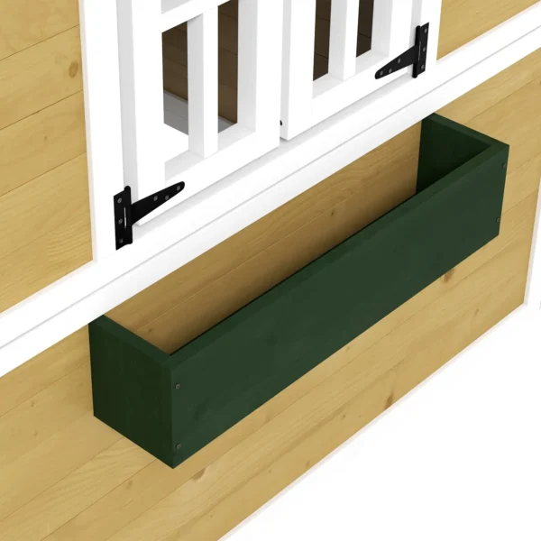 Outsunny Timber Playhouse with Doors - Beige - Image 7