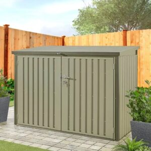 Hex Living Bromley 6.5'x3' Horizontal Heavy Duty Metal Shed - Sage Green