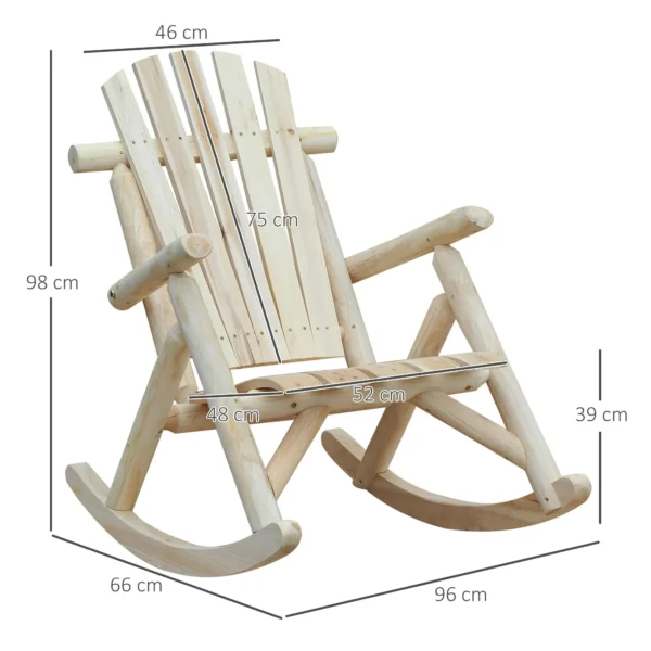 Outsunny 2 Piece Traditional Adirondack Rocking Chair -  Burlywood - Image 10