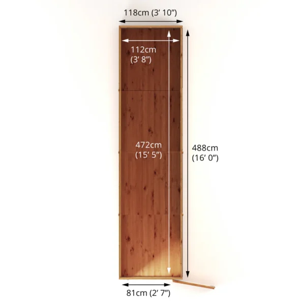 Mercia 16' x 4' Modular Shiplap Lean-To Pent Windowless Timber Shed - Image 11