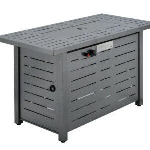 Outsunny Metal Propane Gas Fire Pit Table - Silver Grey