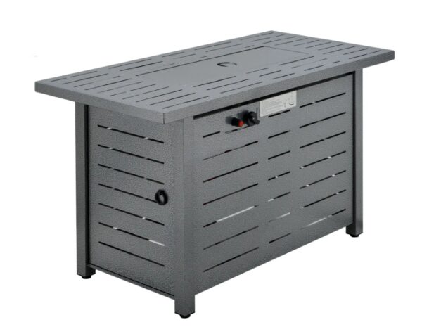 Outsunny Metal Propane Gas Fire Pit Table - Silver Grey