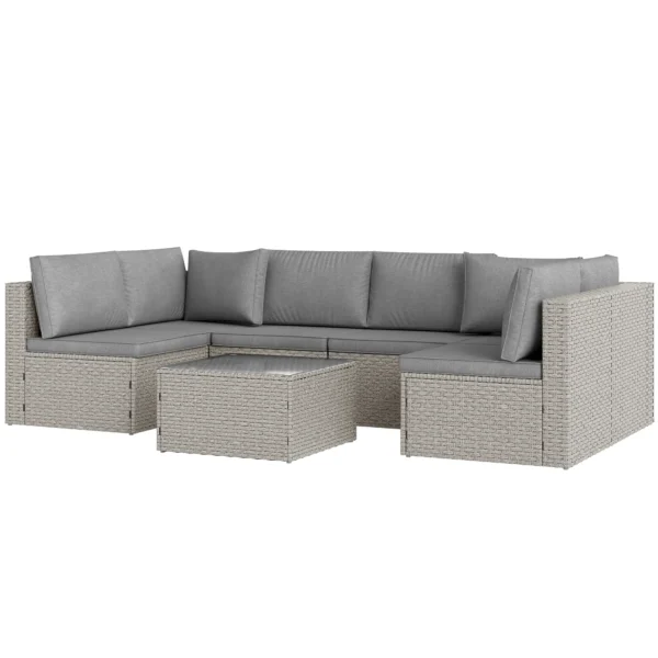 Outsunny Seven Piece Modular Rattan Set - Grey - Image 10