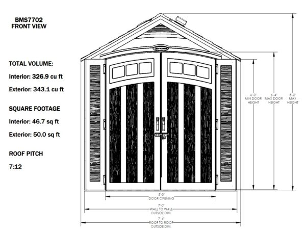Suncast 7’x7′ Vista Plastic Resin Storage Shed (Currently Unavailable) - Image 7
