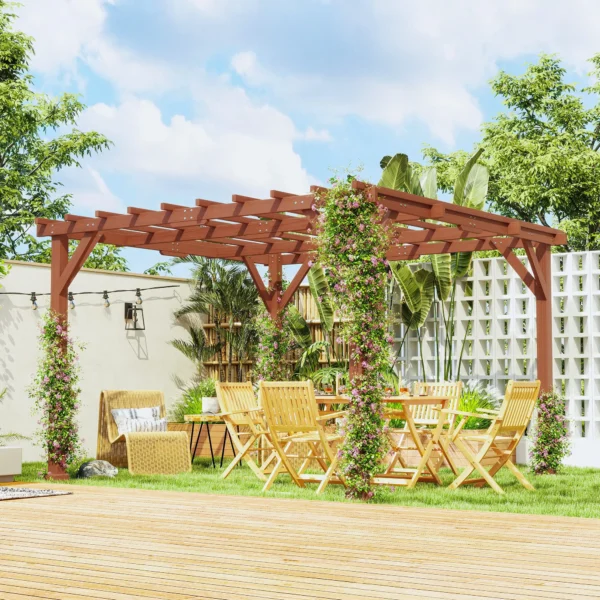 OutSunny 10.5'x10.5′ Timber Pergola - Image 8