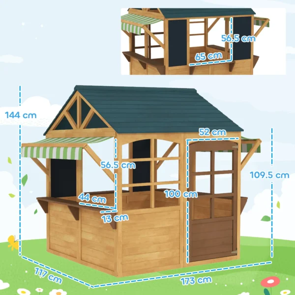 Outsunny AIYAPLAY Timber Playhouse with Service Station - Image 11