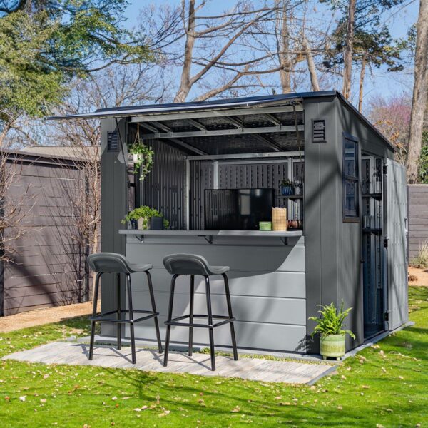 Suncast 8'x7' Cabana Plastic Entertainment Shed- Cool Grey (Currently Unavailable)
