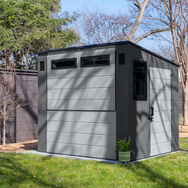 Suncast 8'x7' Cabana Plastic Entertainment Shed- Cool Grey (Currently Unavailable) - Image 3