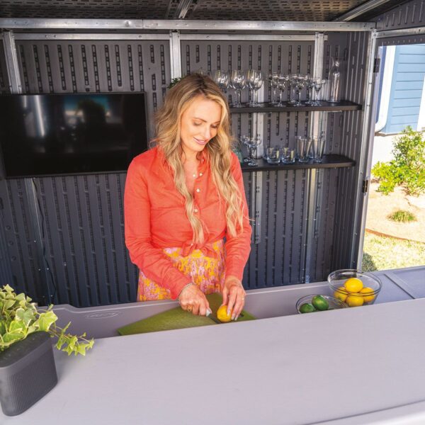 Suncast 8'x7' Cabana Plastic Entertainment Shed- Cool Grey (Currently Unavailable) - Image 6