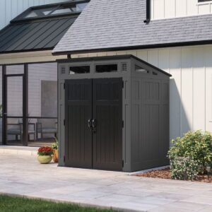 Suncast 6’x5′ Modernist Plastic Resin Pent Storage Shed (Arriving Late Summer 2025)