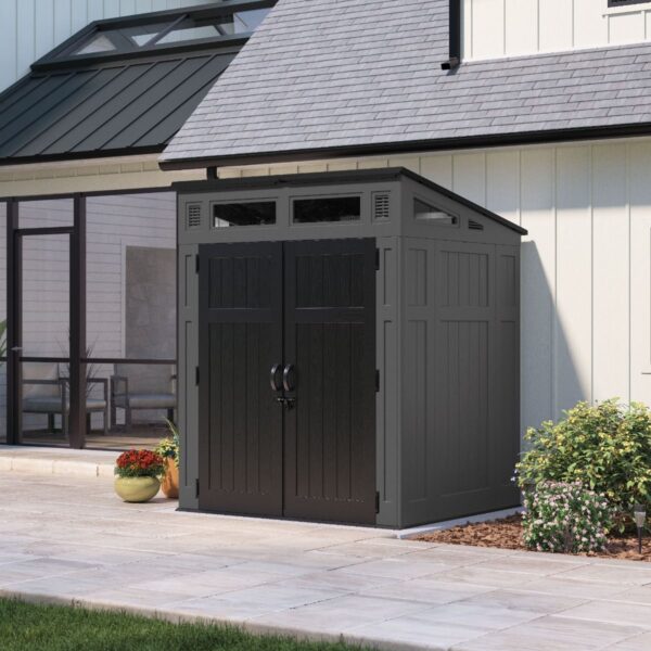 Suncast 6’x5′ Modernist Plastic Resin Pent Storage Shed (Arriving Late Summer 2025)