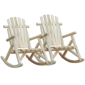 Outsunny 2 Piece Traditional Adirondack Rocking Chair -  Burlywood