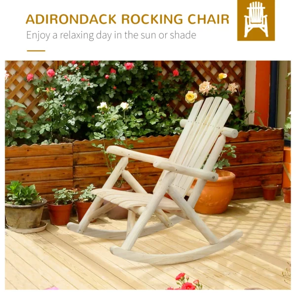 Outsunny 2 Piece Traditional Adirondack Rocking Chair -  Burlywood - Image 6