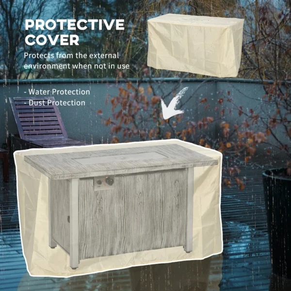 Outsunny 50,000 BTU Gas Fire Pit Table with Cover and Glass Screen - Grey - Image 4