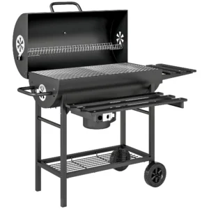 Outsunny Charcoal Barbecue Grill with Wheels - Black