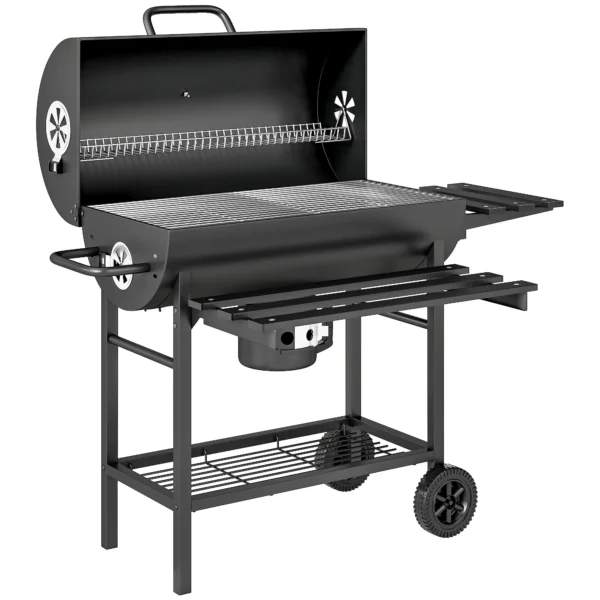 Outsunny Charcoal Barbecue Grill with Wheels - Black