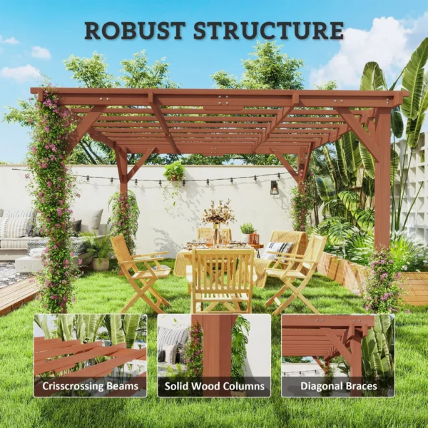 OutSunny 10.5'x10.5′ Timber Pergola - Image 5