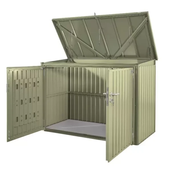 Hex Living Bromley 6.5'x3' Horizontal Heavy Duty Metal Shed - Sage Green - Image 2