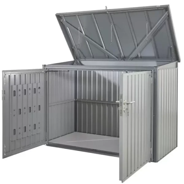 Hex Living Bromley 6.5'x3' Horizontal Heavy Duty Metal Shed - Grey - Image 8