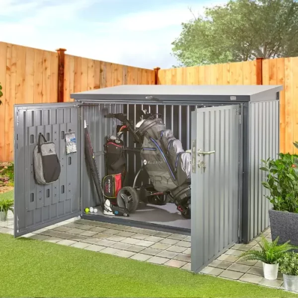 Hex Living Bromley 6.5'x3' Horizontal Heavy Duty Metal Shed - Grey - Image 9