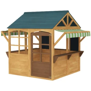 Outsunny AIYAPLAY Timber Playhouse with Service Station
