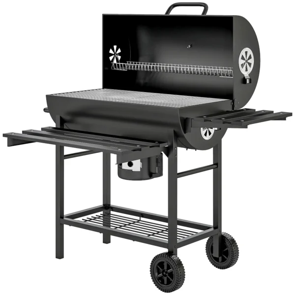 Outsunny Charcoal Barbecue Grill with Wheels - Black - Image 8