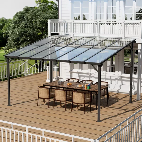 Living and Home 13.5'x10' Metal Wall-Mounted Outdoor Patio Canopy Large (Coming Soon)