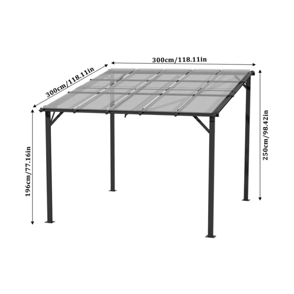 Living and Home 10'x10' Metal Wall-Mounted Outdoor Patio Canopy Small (Coming Soon) - Image 7