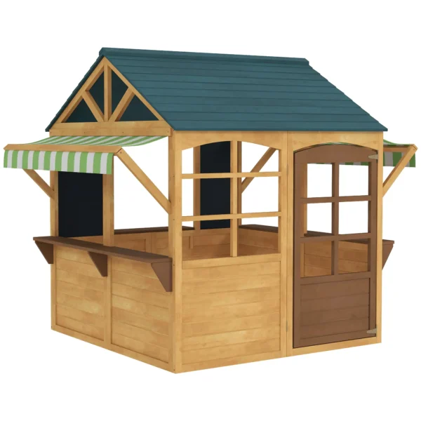 Outsunny AIYAPLAY Timber Playhouse with Service Station - Image 9