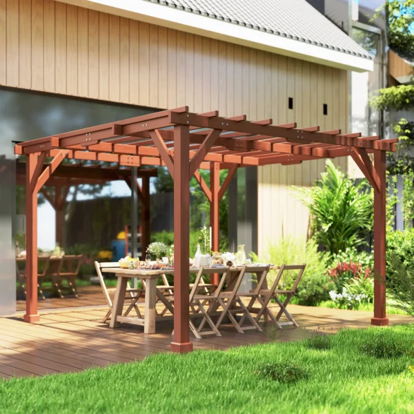 OutSunny 10.5'x10.5′ Timber Pergola - Image 9