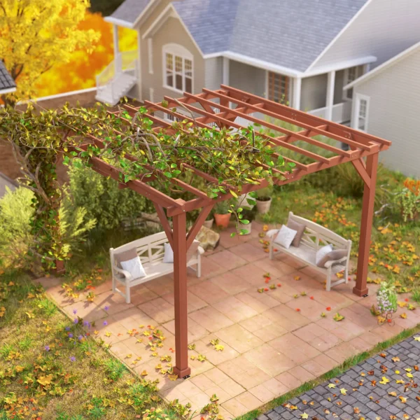 OutSunny 10.5'x10.5′ Timber Pergola - Image 10