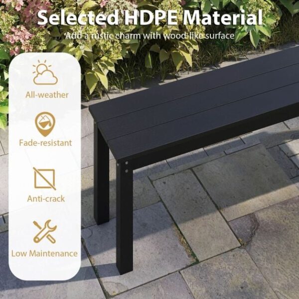 Pro-Tect Heavy Duty Plastic Outdoor Bench - Black - Image 7
