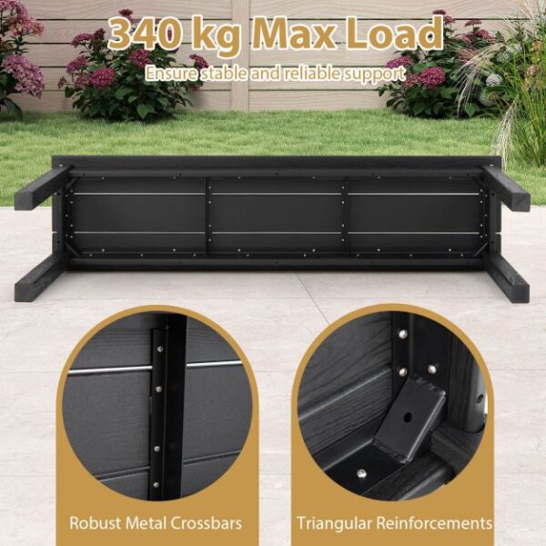 Pro-Tect Heavy Duty Plastic Outdoor Bench - Black - Image 8