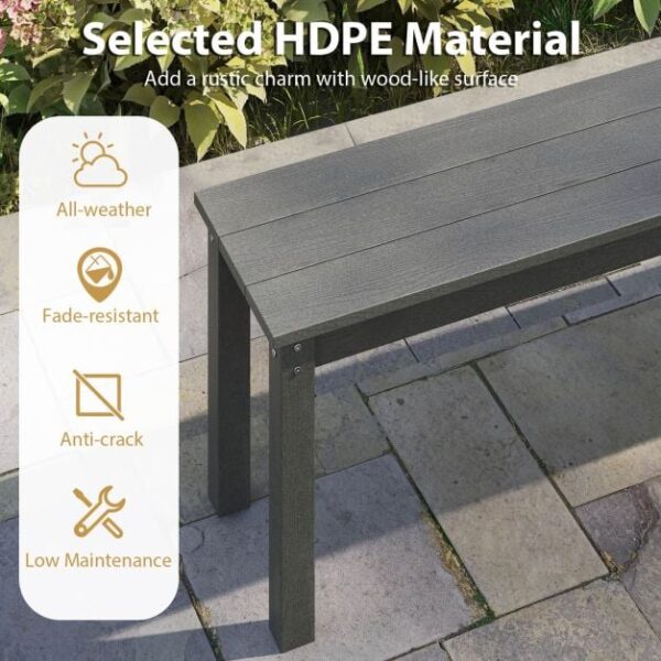 Pro-Tect Heavy Duty Plastic Outdoor Bench - Grey - Image 6
