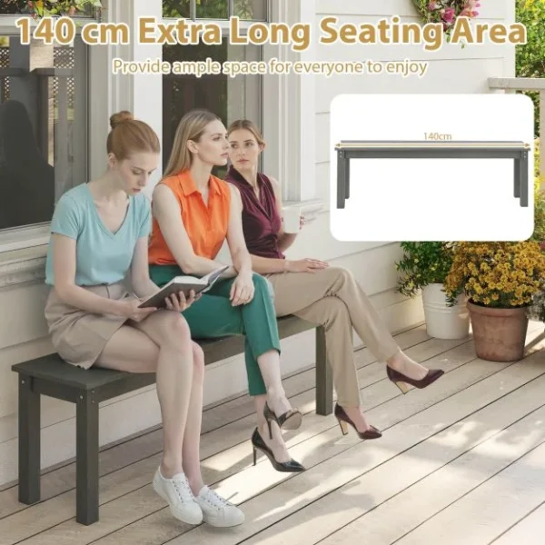 Pro-Tect Heavy Duty Plastic Outdoor Bench - Grey - Image 7