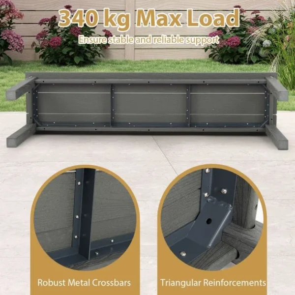 Pro-Tect Heavy Duty Plastic Outdoor Bench - Grey - Image 8