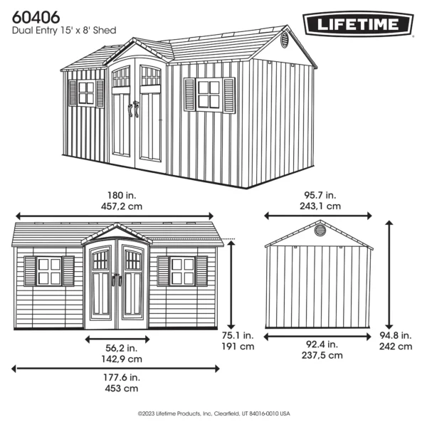 Lifetime 15×8 Vertical Cladding Heavy Duty Plastic Shed – Single Entry - Image 3