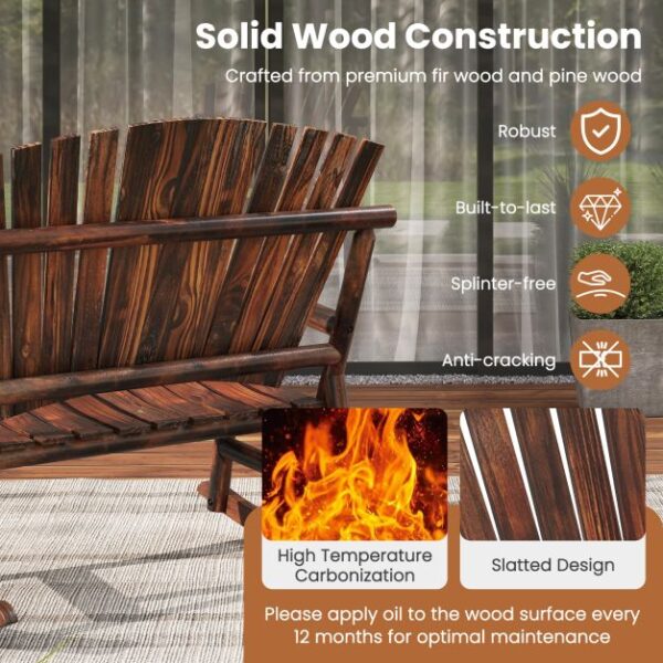 Pro-Tect 2-Person Wooden Outdoor Adirondack Rocking Chair with High Back - Image 7