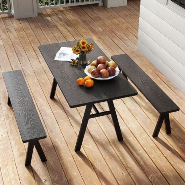 Pro-Tect 3 Piece Galvanized Iron Outdoor Picnic Table and Bench Set - Image 4