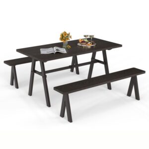Pro-Tect 3 Piece Galvanized Iron Outdoor Picnic Table and Bench Set