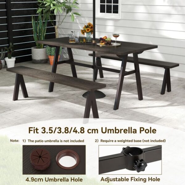 Pro-Tect 3 Piece Galvanized Iron Outdoor Picnic Table and Bench Set - Image 10