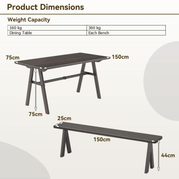 Pro-Tect 3 Piece Galvanized Iron Outdoor Picnic Table and Bench Set - Image 2