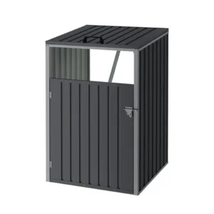 Living and Home Single Metal Bin Store - Charcoal Black